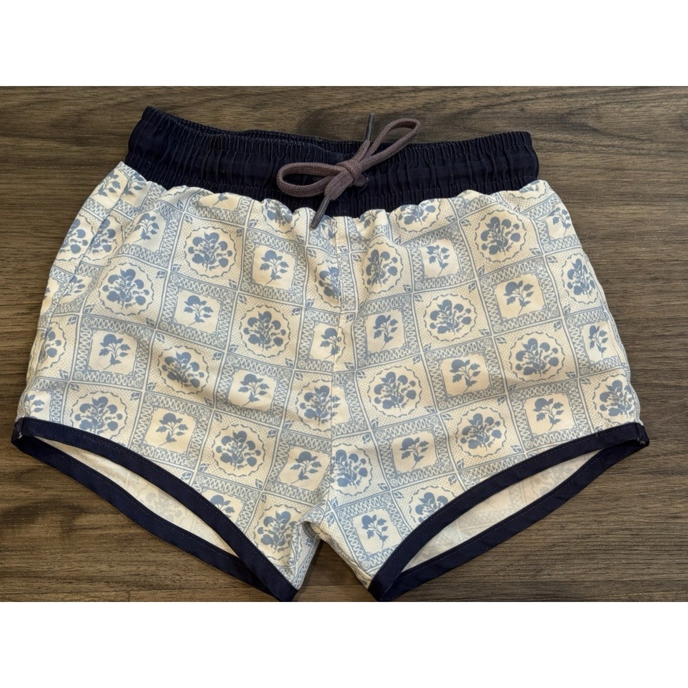 Minnow Swim Boys Boardie Trunks 3/4 Navy Floral Shorts Coastal Preppy Beach